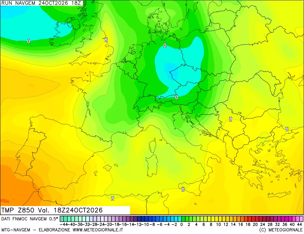 mappa Temperatura a 850 hPa