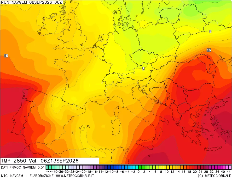 mappa Temperatura a 850 hPa