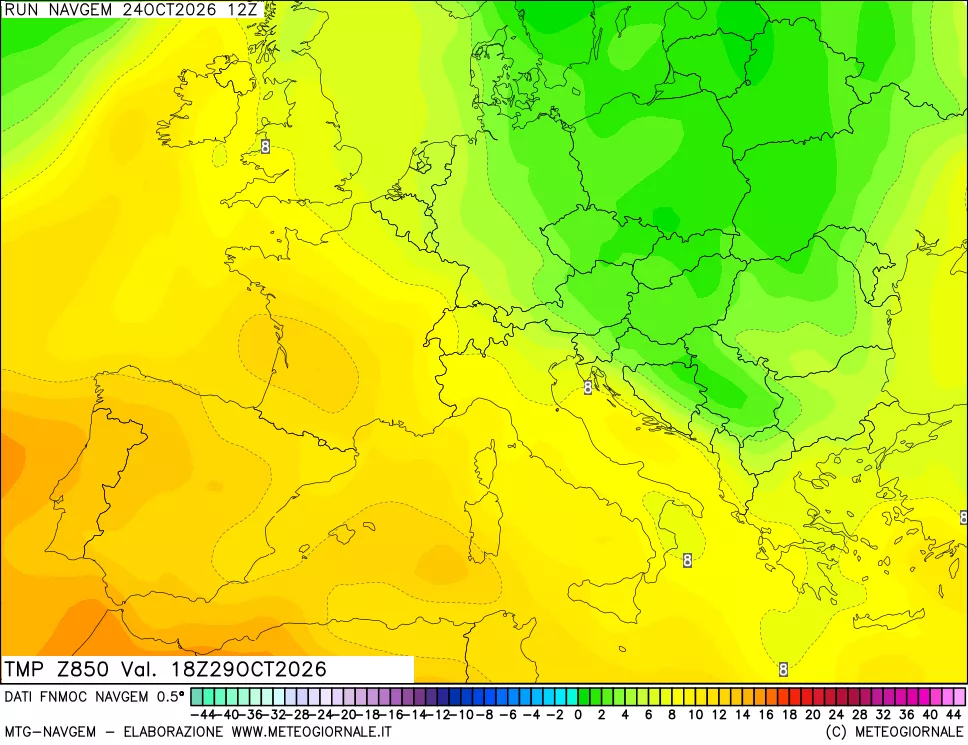 mappa Temperatura a 850 hPa