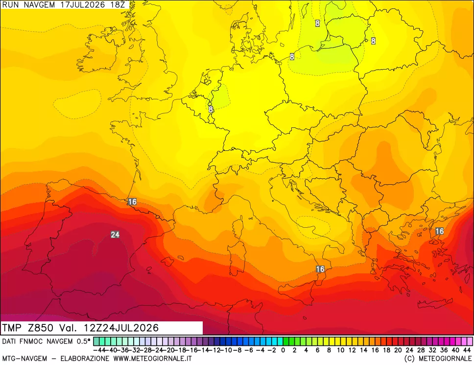 mappa Temperatura a 850 hPa