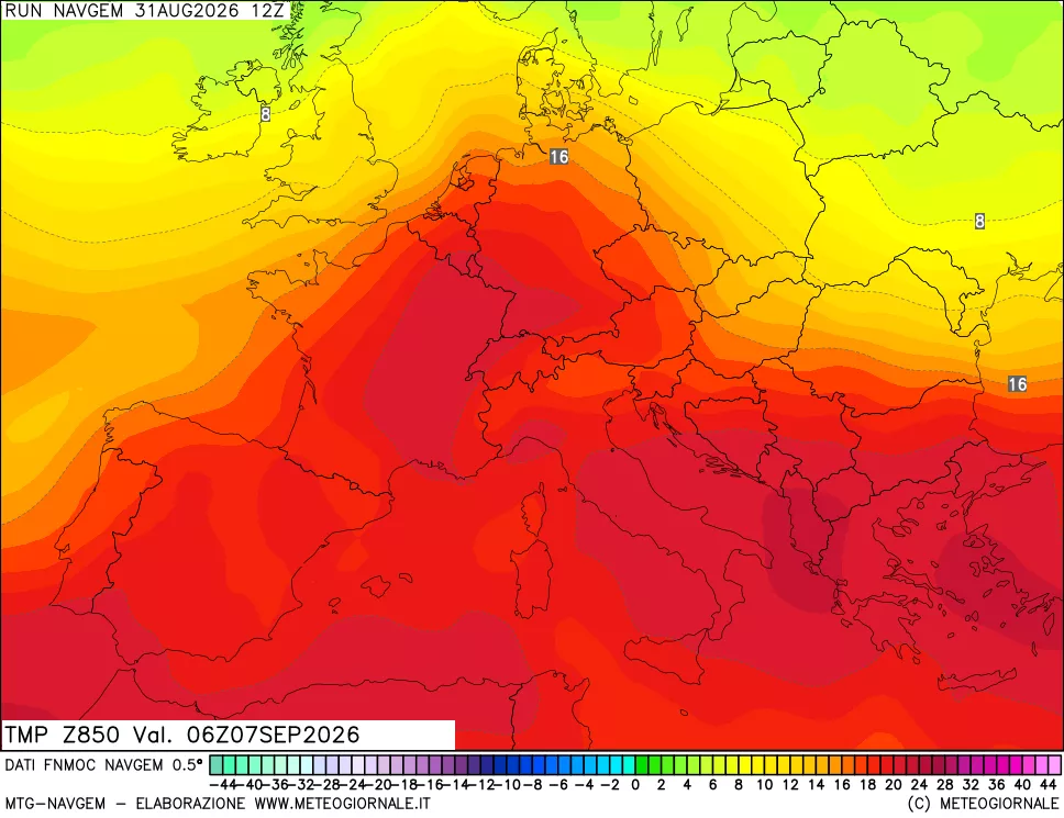 mappa Temperatura a 850 hPa