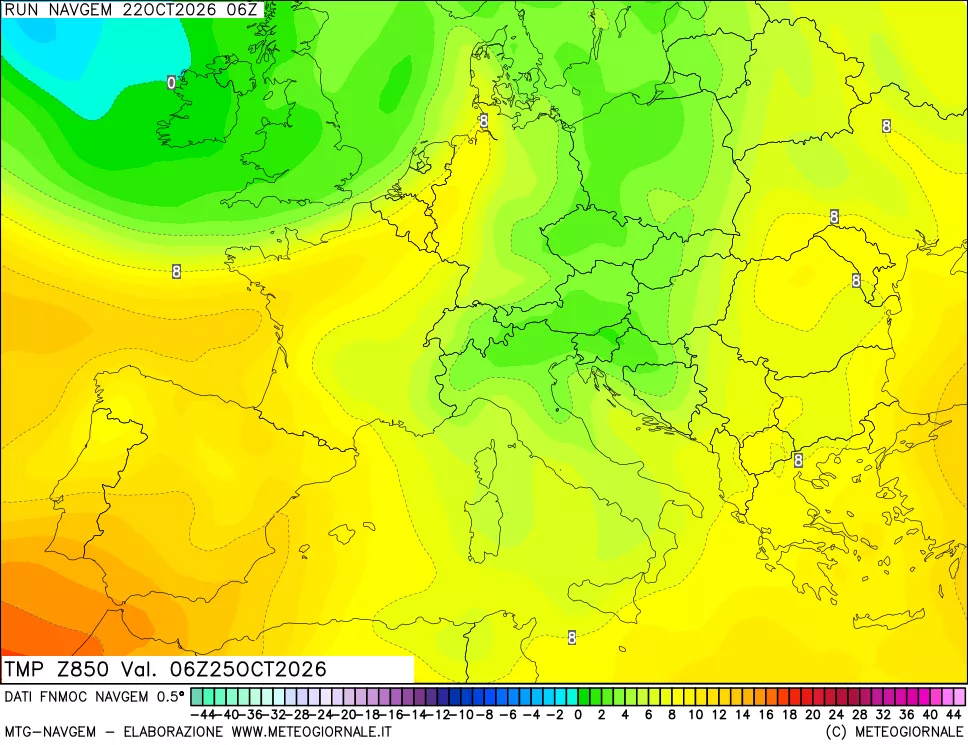 mappa Temperatura a 850 hPa