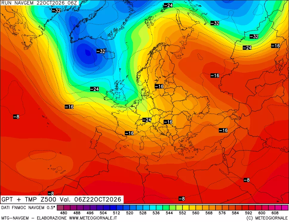 mappa Geopotenziali e Temperatura a 500 hPa