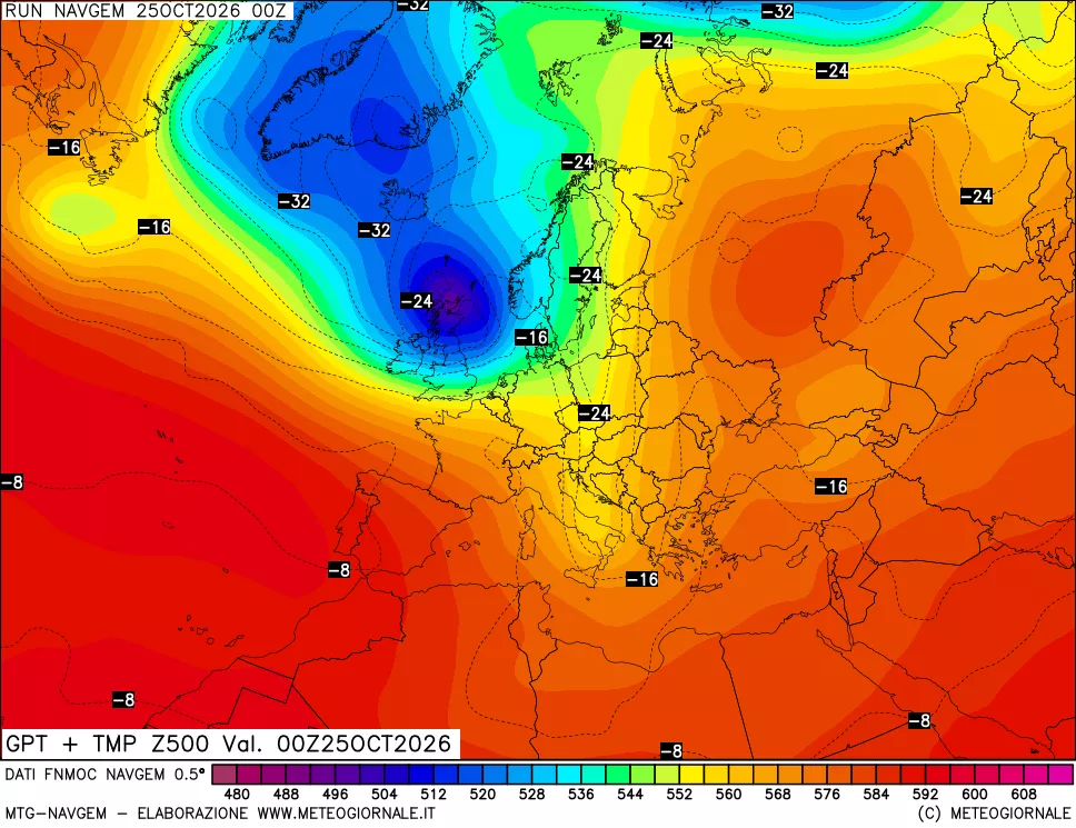 mappa Geopotenziali e Temperatura a 500 hPa