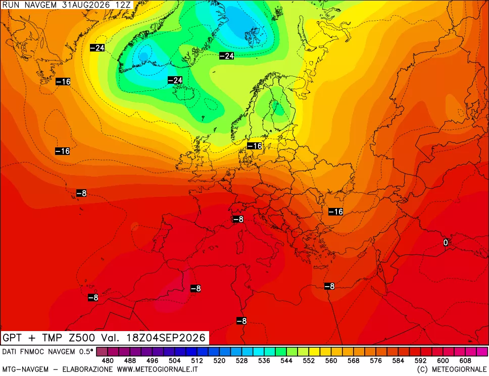 mappa Geopotenziali e Temperatura a 500 hPa