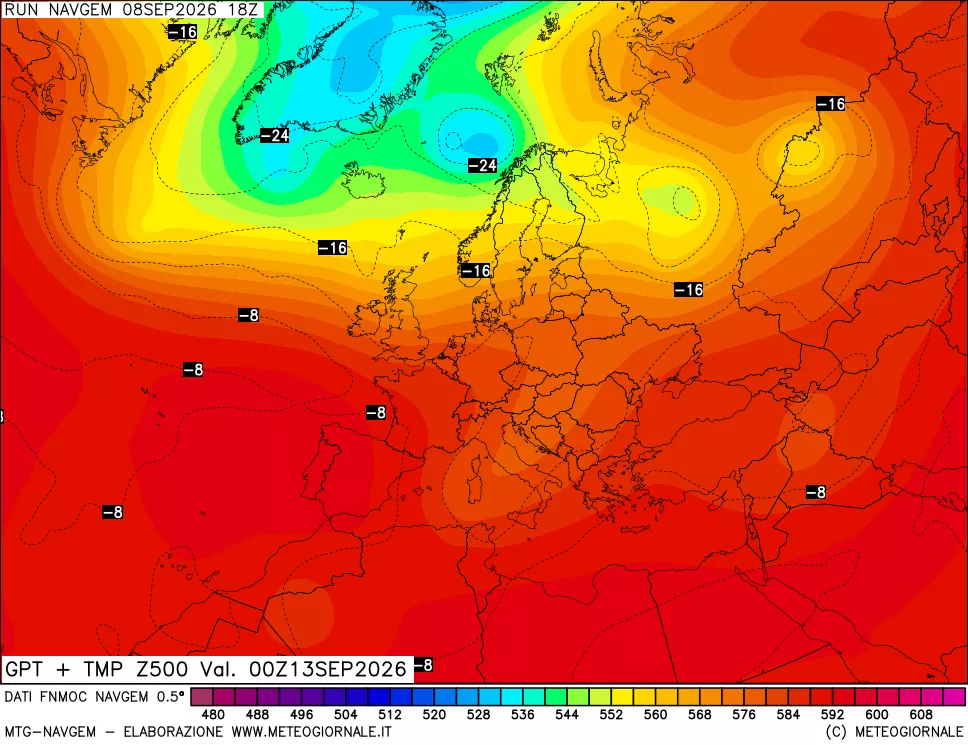 mappa Geopotenziali e Temperatura a 500 hPa