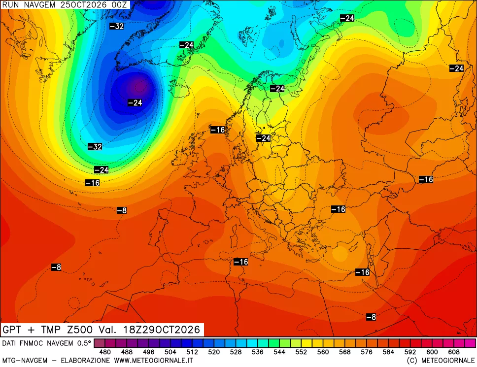 mappa Geopotenziali e Temperatura a 500 hPa