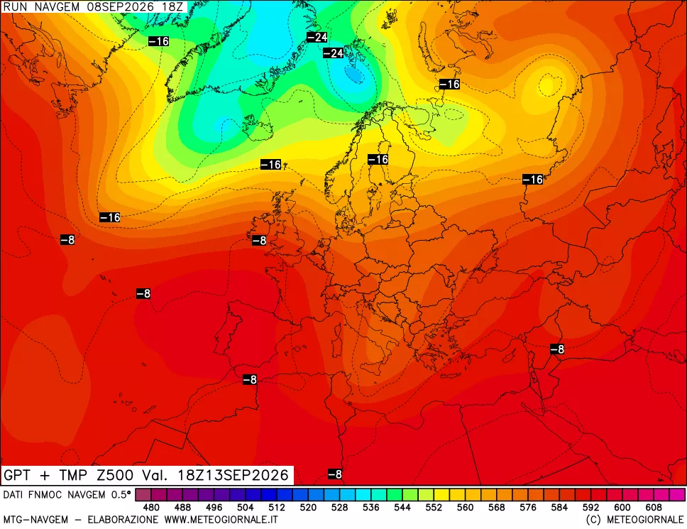 mappa Geopotenziali e Temperatura a 500 hPa