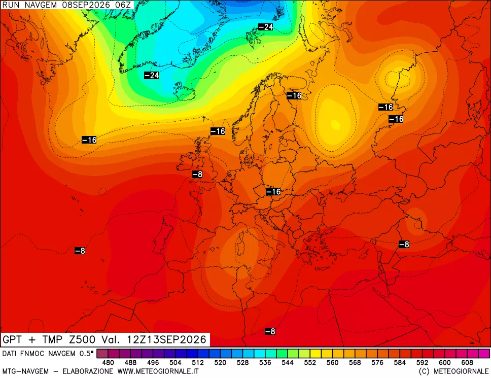 mappa Geopotenziali e Temperatura a 500 hPa