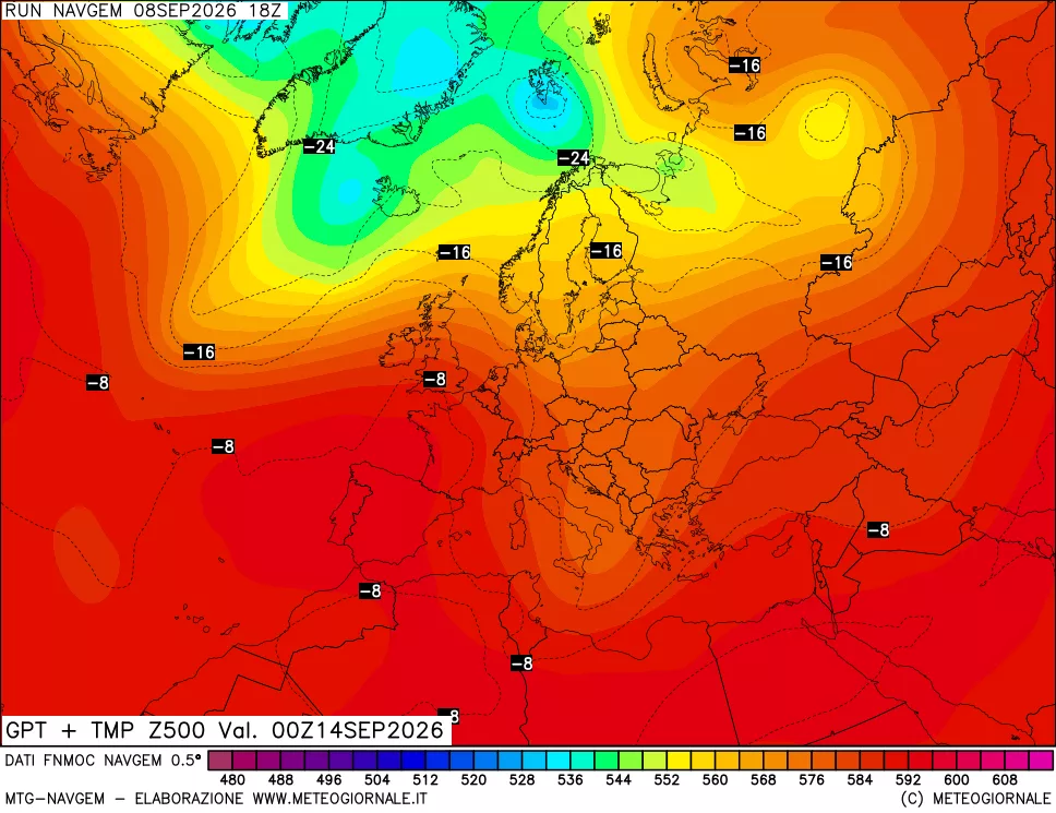 mappa Geopotenziali e Temperatura a 500 hPa