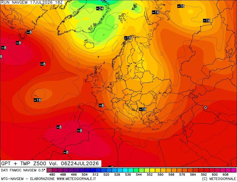mappa Geopotenziali e Temperatura a 500 hPa