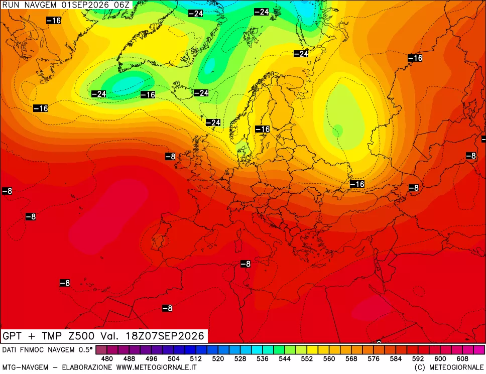mappa Geopotenziali e Temperatura a 500 hPa
