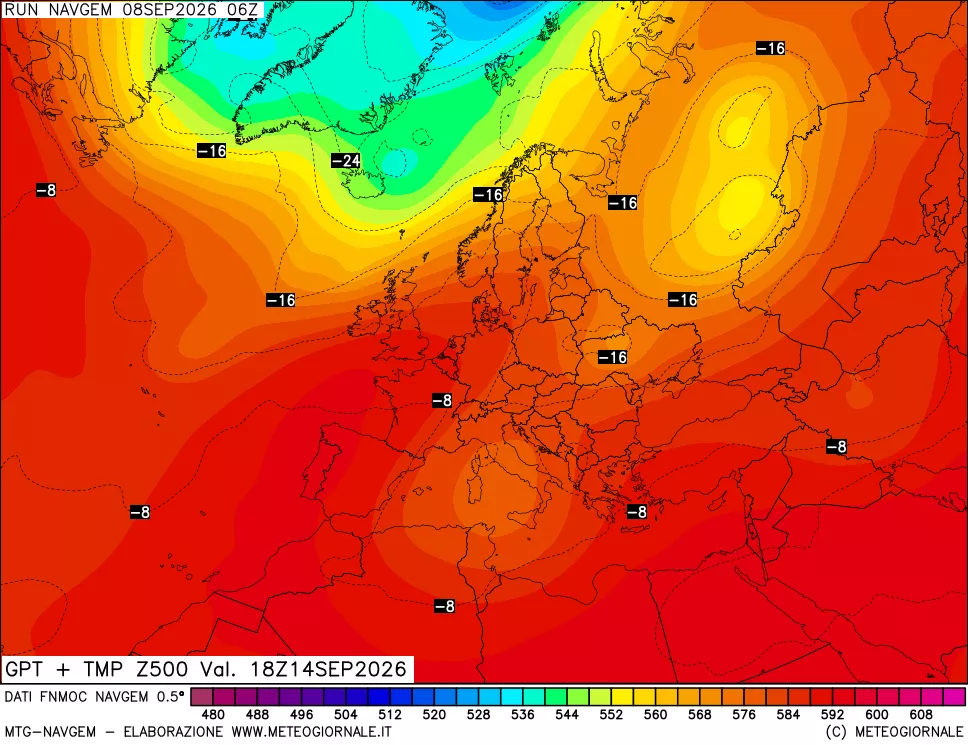 mappa Geopotenziali e Temperatura a 500 hPa