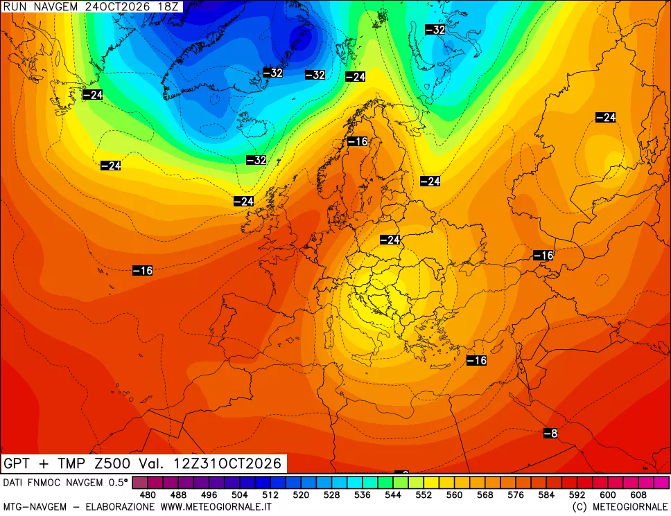 mappa Geopotenziali e Temperatura a 500 hPa