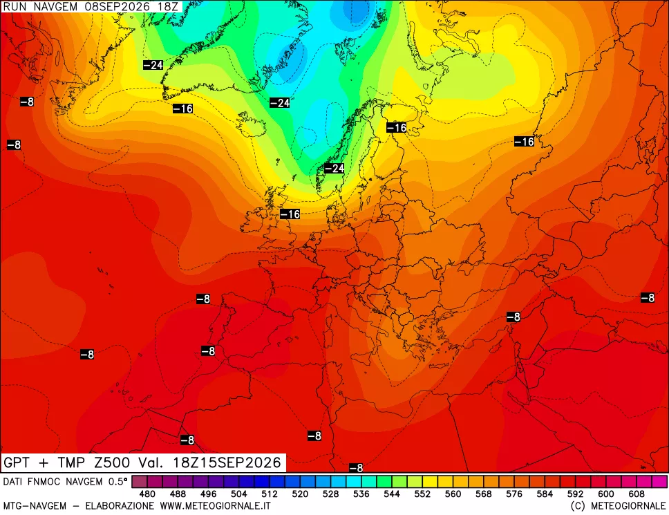 mappa Geopotenziali e Temperatura a 500 hPa