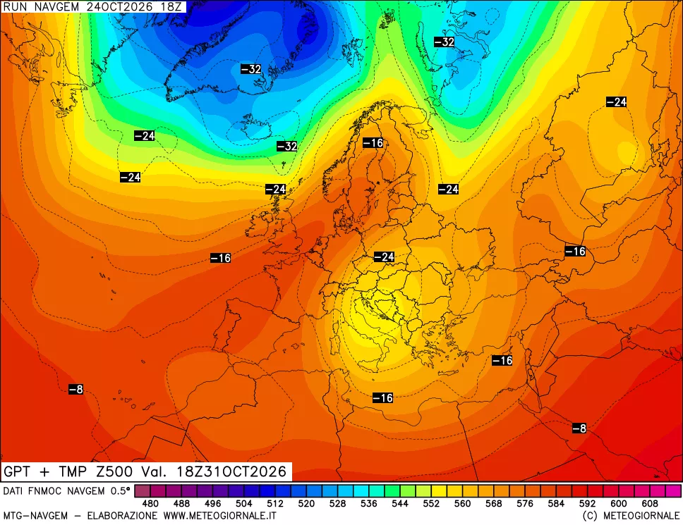 mappa Geopotenziali e Temperatura a 500 hPa