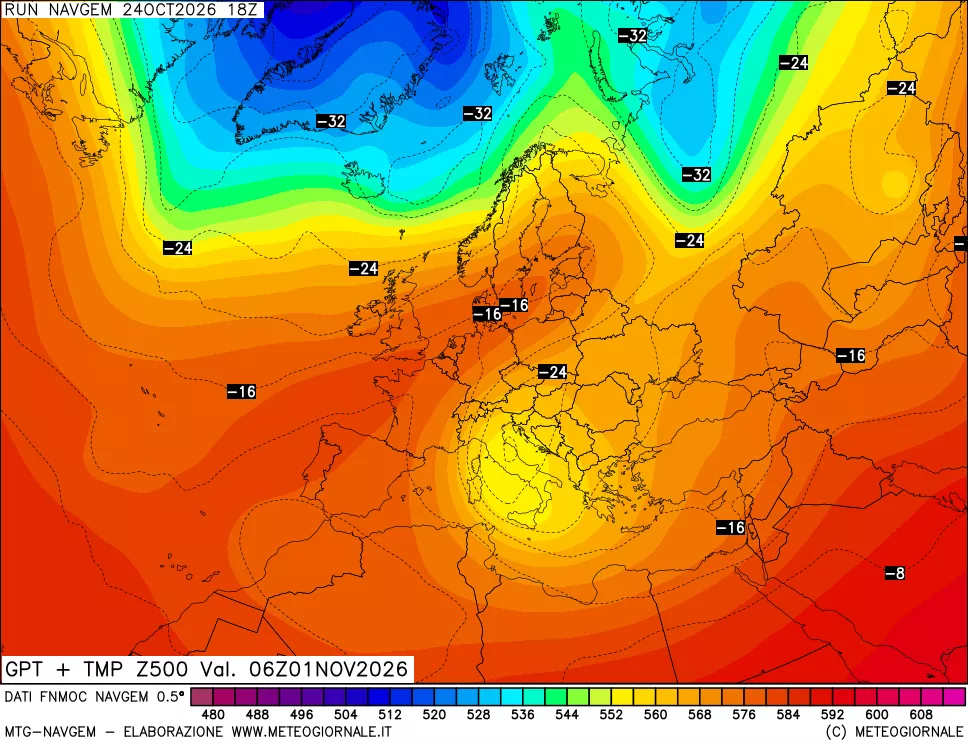 mappa Geopotenziali e Temperatura a 500 hPa