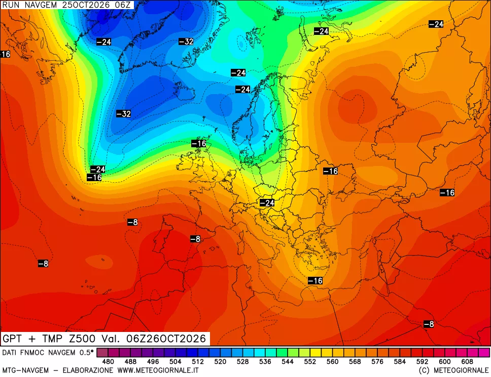 mappa Geopotenziali e Temperatura a 500 hPa