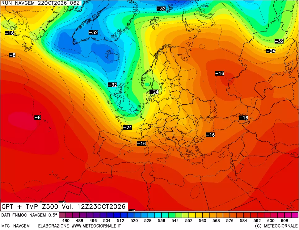 mappa Geopotenziali e Temperatura a 500 hPa