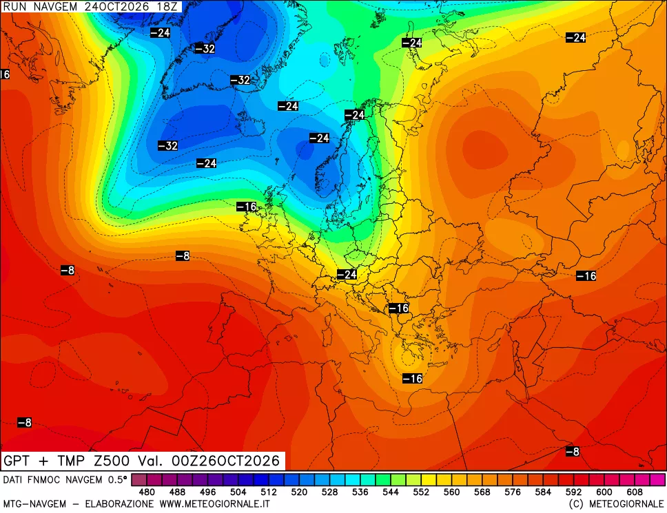 mappa Geopotenziali e Temperatura a 500 hPa
