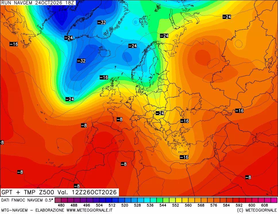 mappa Geopotenziali e Temperatura a 500 hPa