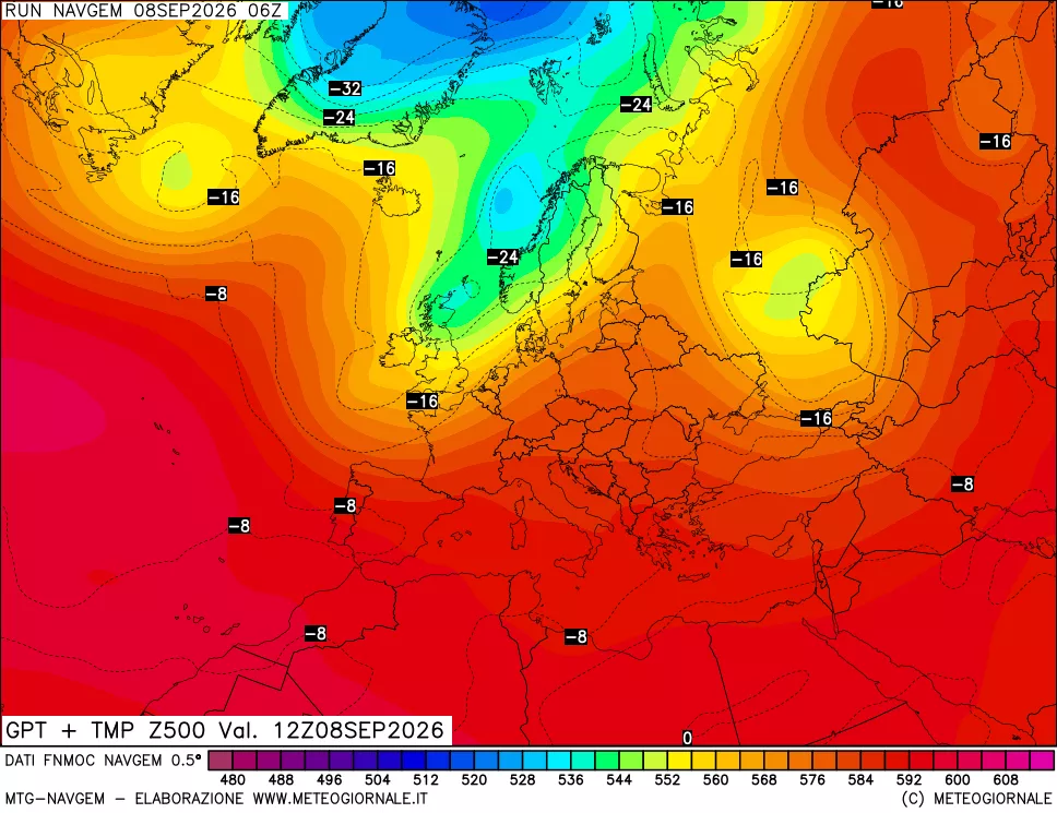 mappa Geopotenziali e Temperatura a 500 hPa