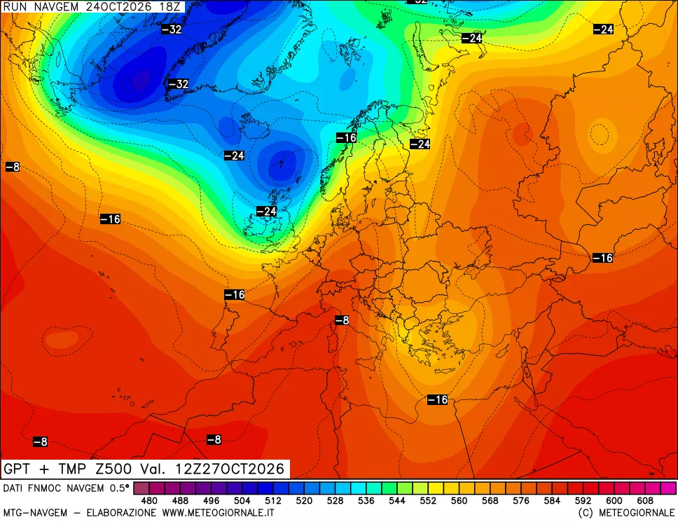 mappa Geopotenziali e Temperatura a 500 hPa