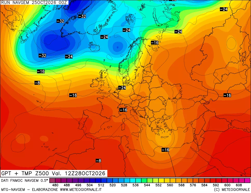 mappa Geopotenziali e Temperatura a 500 hPa