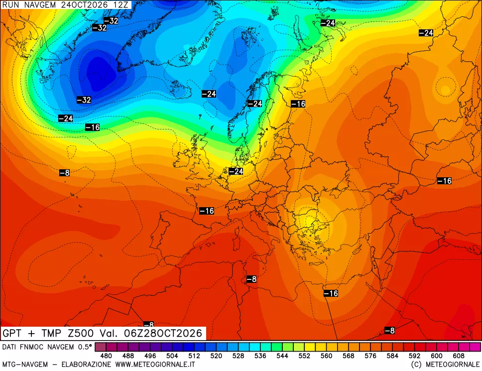 mappa Geopotenziali e Temperatura a 500 hPa
