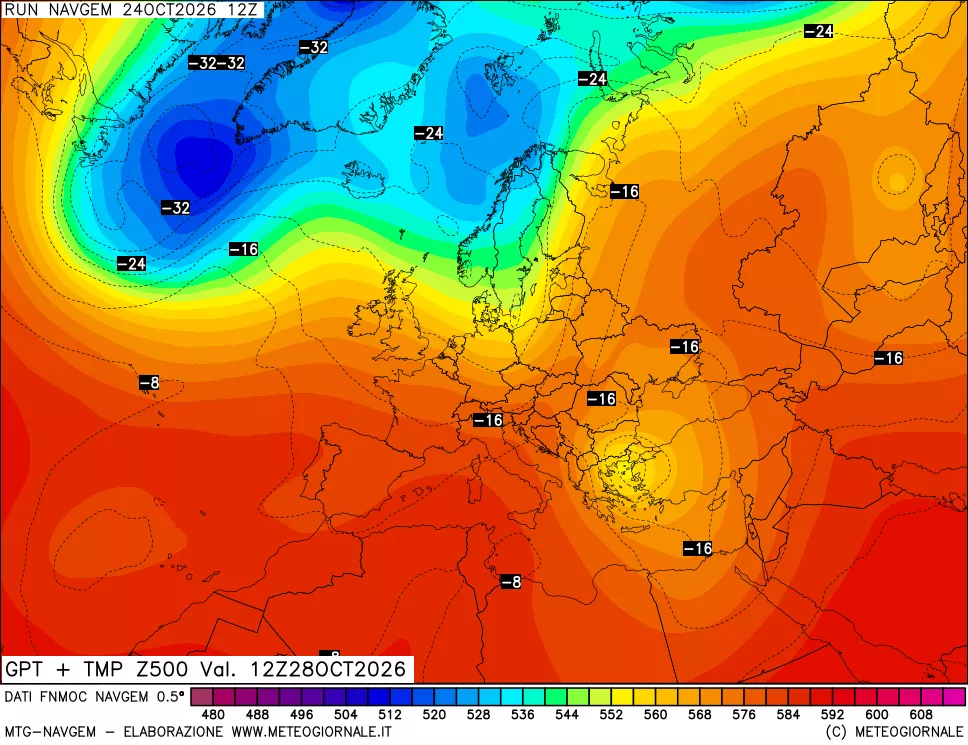 mappa Geopotenziali e Temperatura a 500 hPa