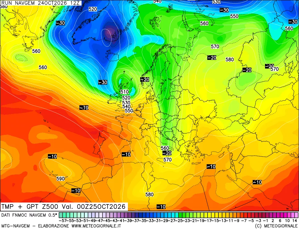 mappa Temperatura e Geopotenziali a 500 hPa