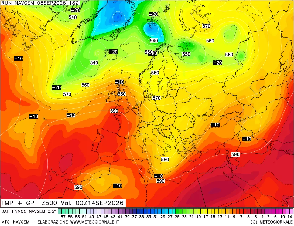 mappa Temperatura e Geopotenziali a 500 hPa