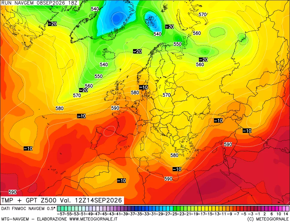 mappa Temperatura e Geopotenziali a 500 hPa
