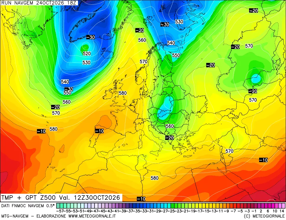 mappa Temperatura e Geopotenziali a 500 hPa