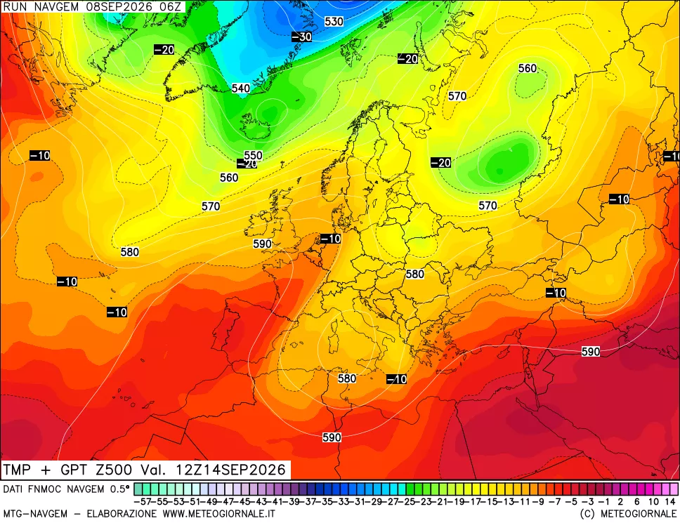 mappa Temperatura e Geopotenziali a 500 hPa