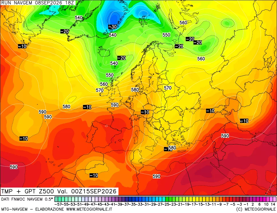 mappa Temperatura e Geopotenziali a 500 hPa