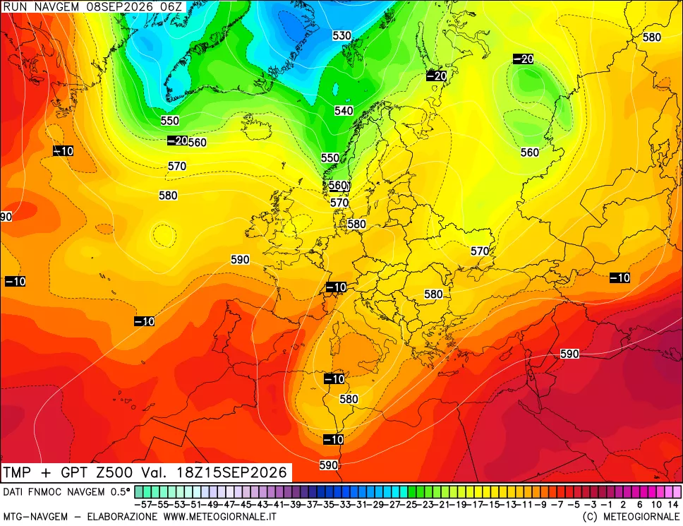 mappa Temperatura e Geopotenziali a 500 hPa