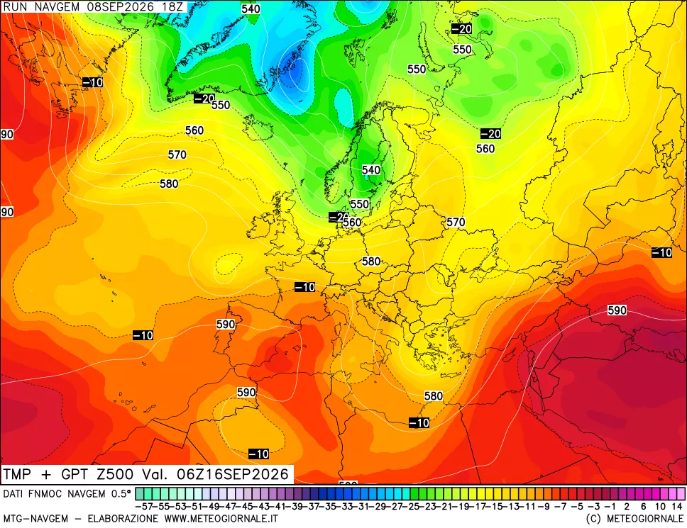 mappa Temperatura e Geopotenziali a 500 hPa