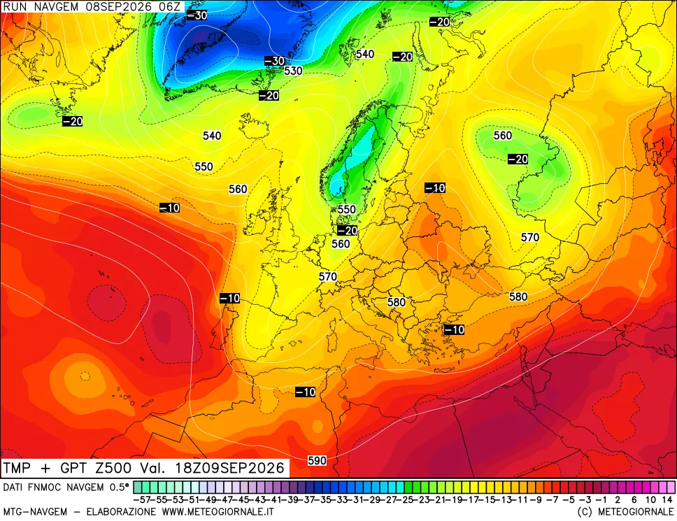 mappa Temperatura e Geopotenziali a 500 hPa