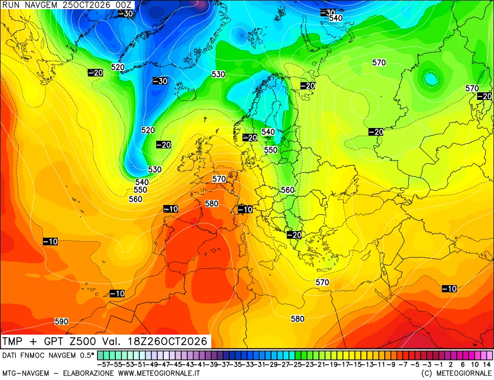 mappa Temperatura e Geopotenziali a 500 hPa