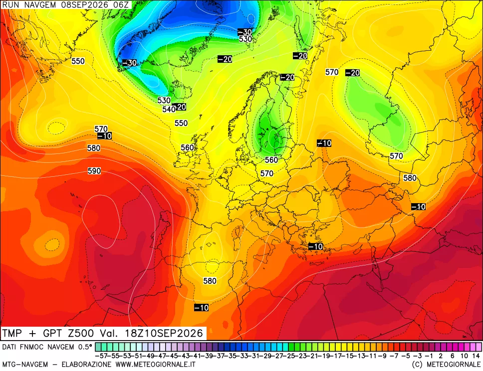 mappa Temperatura e Geopotenziali a 500 hPa