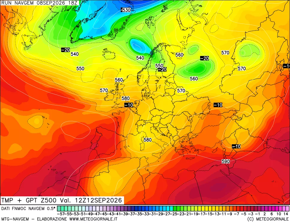 mappa Temperatura e Geopotenziali a 500 hPa