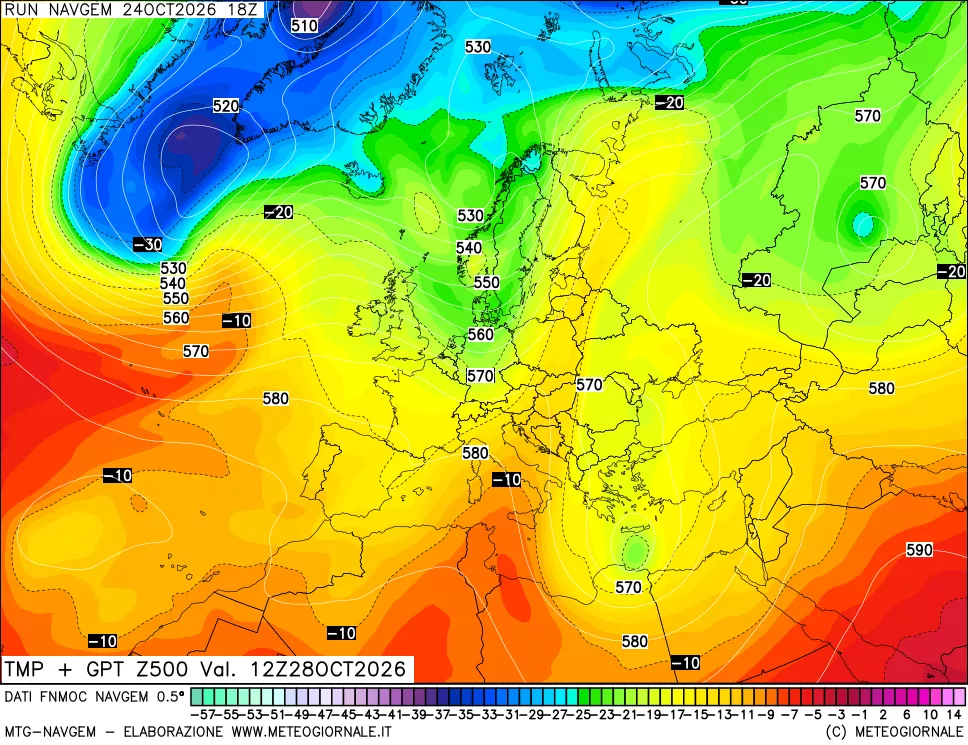 mappa Temperatura e Geopotenziali a 500 hPa