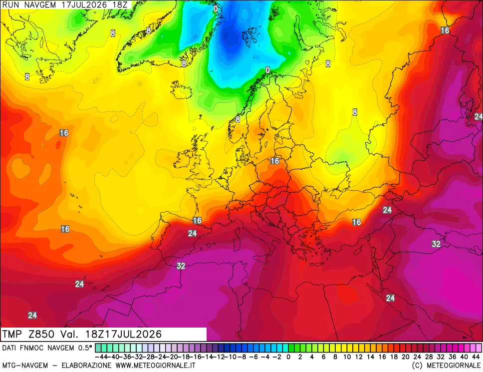 mappa Temperatura a 850 hPa