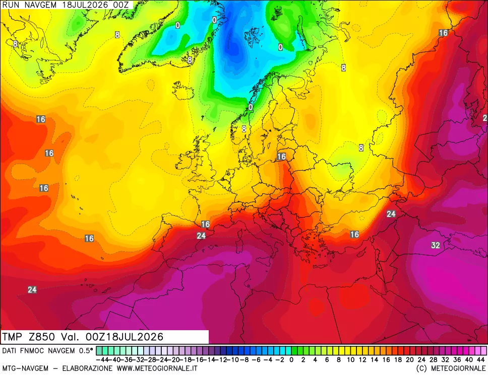 mappa Temperatura a 850 hPa