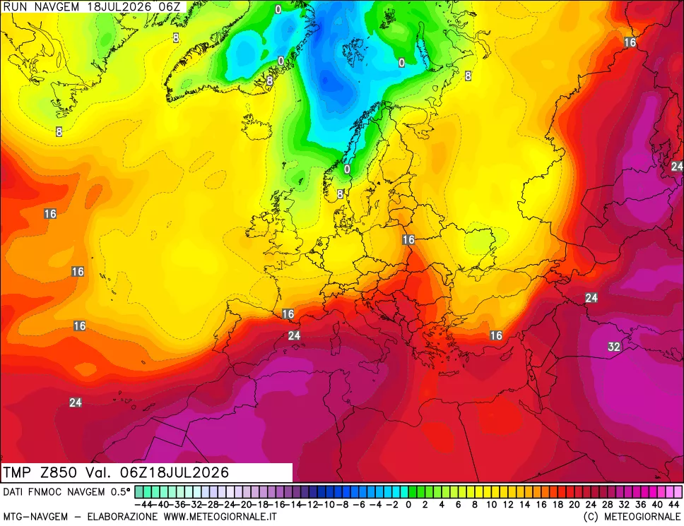mappa Temperatura a 850 hPa