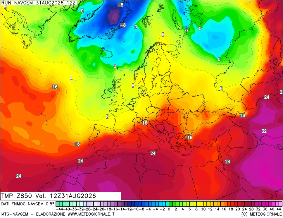 mappa Temperatura a 850 hPa