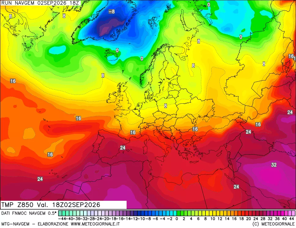mappa Temperatura a 850 hPa