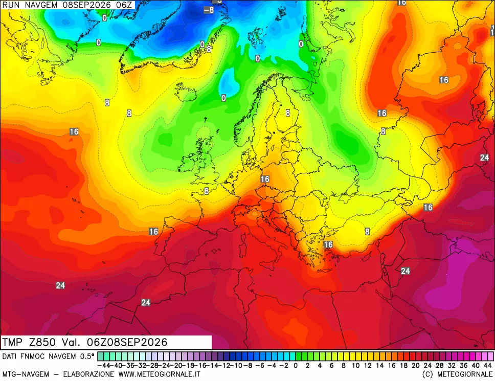 mappa Temperatura a 850 hPa