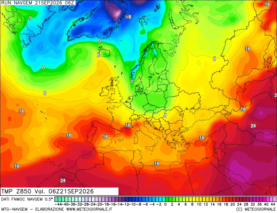 mappa Temperatura a 850 hPa